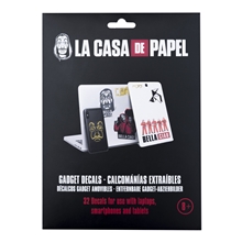 Samolepky na elektroniku La Casa De Papel Papírový dům: set 4 listů - 32 samolepek (16,5 x 23 cm)