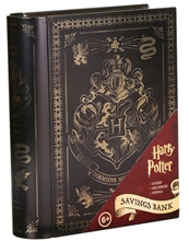 Kovová pokladnička Harry Potter: Kniha s erbem Bradavic (20 x 14 x 4 cm)