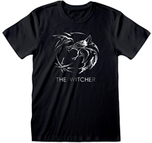 Pánské tričko The Witcher Zaklínač: Silver Ink Logo (L) černá bavlna