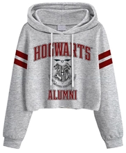 Dámská croptop mikina Harry Potter: Bradavický vysokoškolský styl (M) šedá