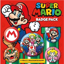 Set 5 placek - odznaků Nintendo: Super Mario (průměr 2,5 cm 3,8 cm)