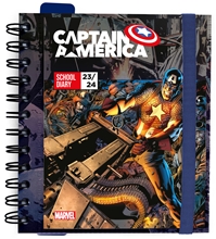 Plánovací denní školní diář 2023/2024 Marvel: Captain America se samolepkami, záložkami a obálkou (14 x 16 cm)