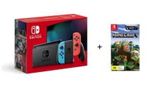 Nintendo Switch Console - Neon Red/Neon Blue model HAC-001(-01) (SWITCH) + Minecraft - Nintendo Switch Edition (SWITCH)