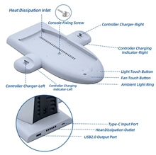 DOBE Multifunctional RGB Charging Dock for PS5 Slim - White (PS5)
