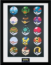 Framed print Pokemon Pokeballs (30x40)