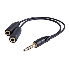 Audio reducer, Jack (3.5mm) male 4-pole - 2x Jack (3.5mm) female, 0.2 m, stereo, black