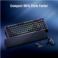 ASUS klávesnice ROG Azoth 96 HE, Mechanická, Bezdrátová, BT, RF 2.4GHz, US, černá